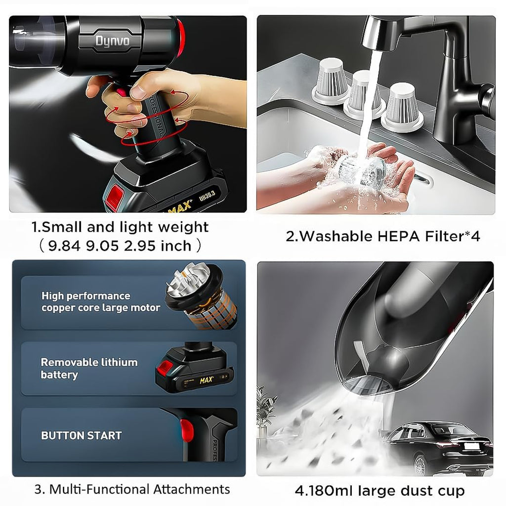 Wireless Handheld Car Vacuum Cleaner, 3 in 1 High Power Vacuum Cleaner Portable 18000PA Wireless