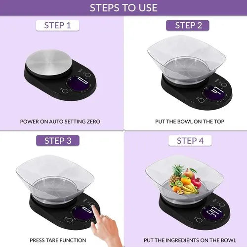 MCP Weighing Scale Digital For Kitchen Stainless Steel Weight Machine 5 Kgs With Free Bowl