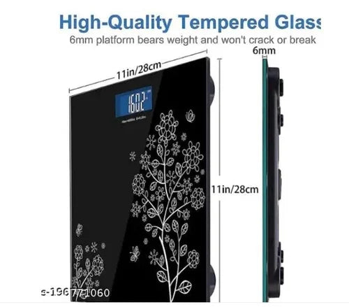 MCP Floral Digital Bathroom Weighing Scale for Body Weight, LCD Display, Thick Tempered Glass