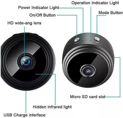 A9 SmartEye Mini Wireless WiFi Security Camera | HD 1080p Indoor Video Recorder with Low Light Vision | Portable & Magnetic | Home, Office, and Baby Monitor